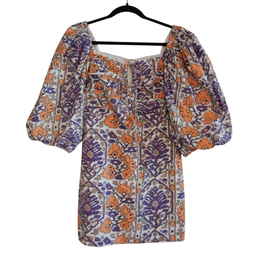 Rhode Mini Dress Jeanne Floral Halter Tie Puff Sleeve Mango Flora Grande Size 2 - Picture 2 of 10